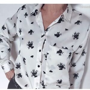 Zara Floral Black and White Women’s Shirt